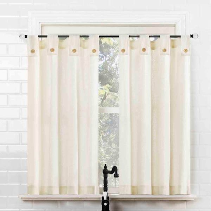 Mason Cream Small Tiered Curtain Panel, 54×36