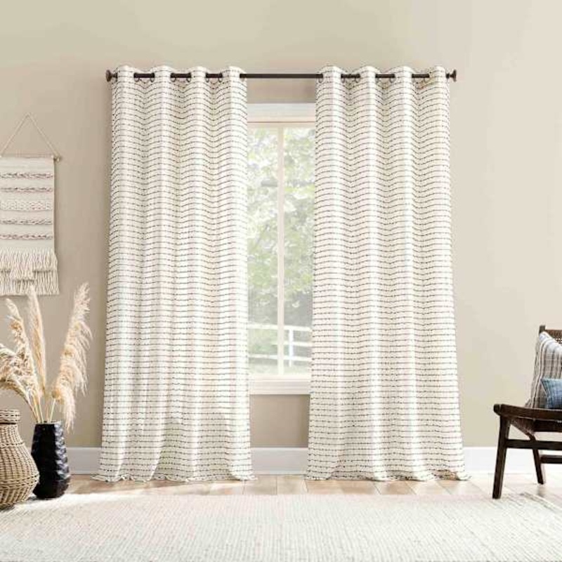 Nordic Mocha Sheer Grommet Single Curtain Panel, 84″