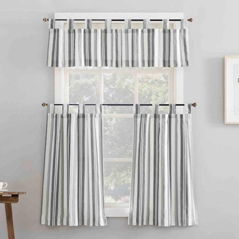 Pelham Grey Tier Curtain Panel Set, 54×36