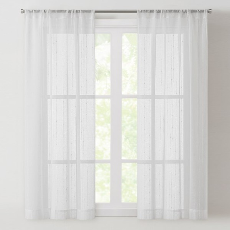 Raine White Sheer Rod Pocket Curtain Panel, 63″