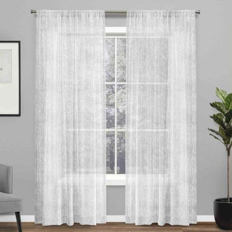 Raine White Sheer Rod Pocket Curtain Panel, 84″