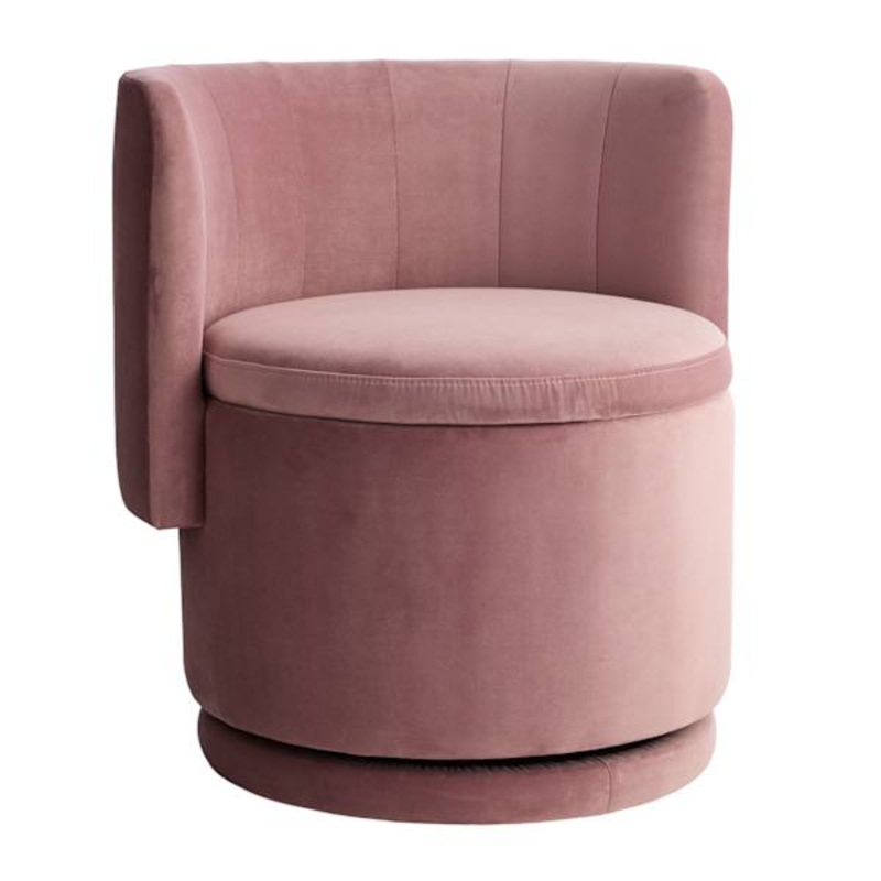 Swivel Chair with Storage Ottoman, Pink