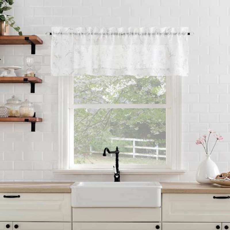 Tillie White Small Tiered Window Curtain Panel, 54×36