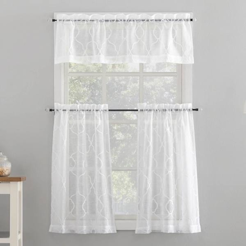 Whitman White Tiered Curtain Panel Set, 54×36
