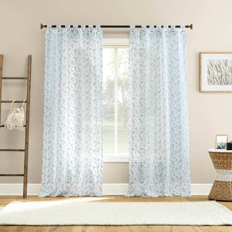 Wiley Sheer Grommet Chambray Single Curtain Panel, 50×84
