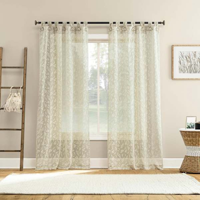 Wiley Taupe Sheer Grommet Single Curtain Panel, 50×84
