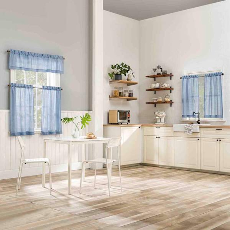 Wilton Chambray Small Tiered Curtain Panel, 54″