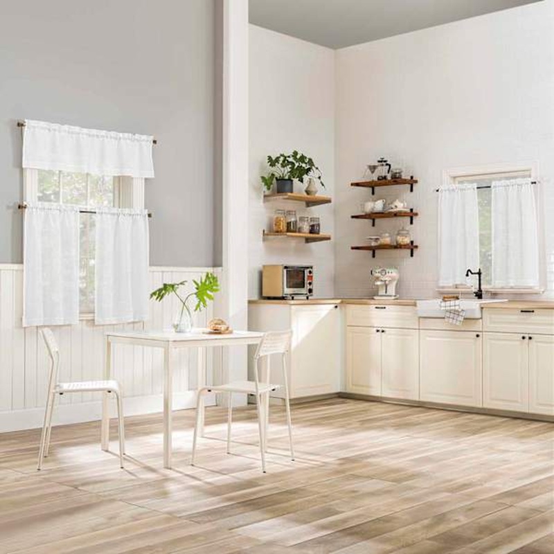 Wilton White Small Tiered Curtain Panel, 54″