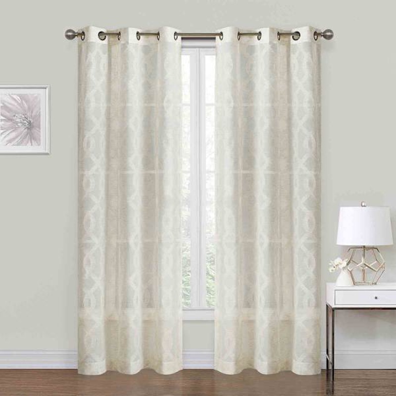 Zoey Natural Clipped Sheer Curtain Panel, 84″