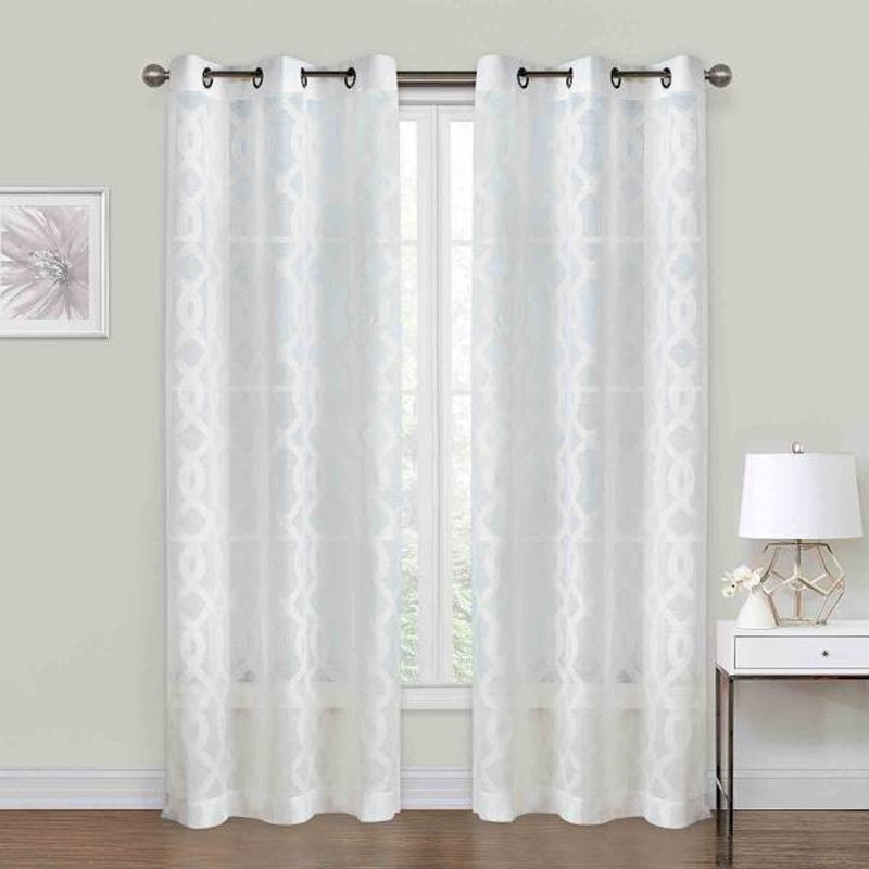 Zoey White Clipped Sheer Curtain Panel, 84″