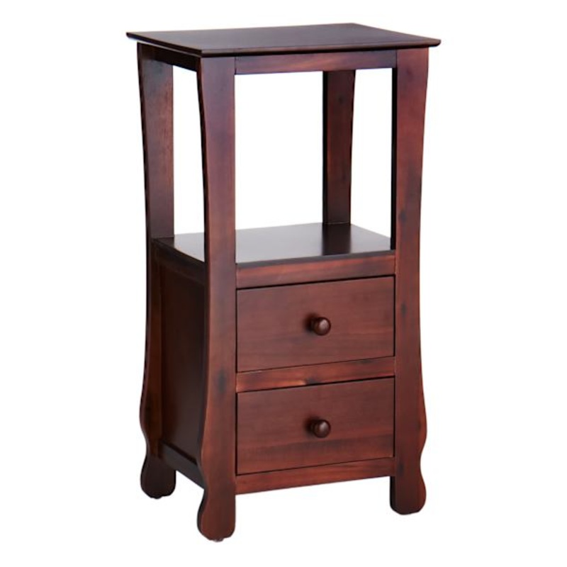 Theodore Dark Brown 2-Drawer Thick Leg Accent Table, 29.5″