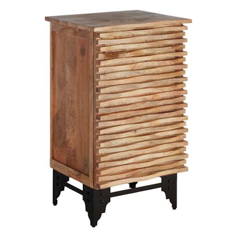 Wave Wood & Metal Accent Cabinet, Natural Mango Wood Finish