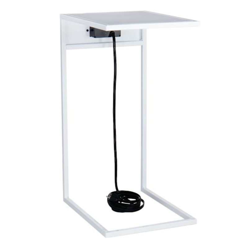 White & Metal USB C-Table
