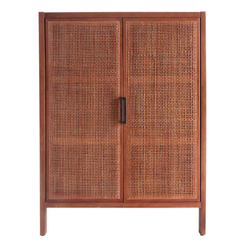 Wooden & Rattan Door Cabinet