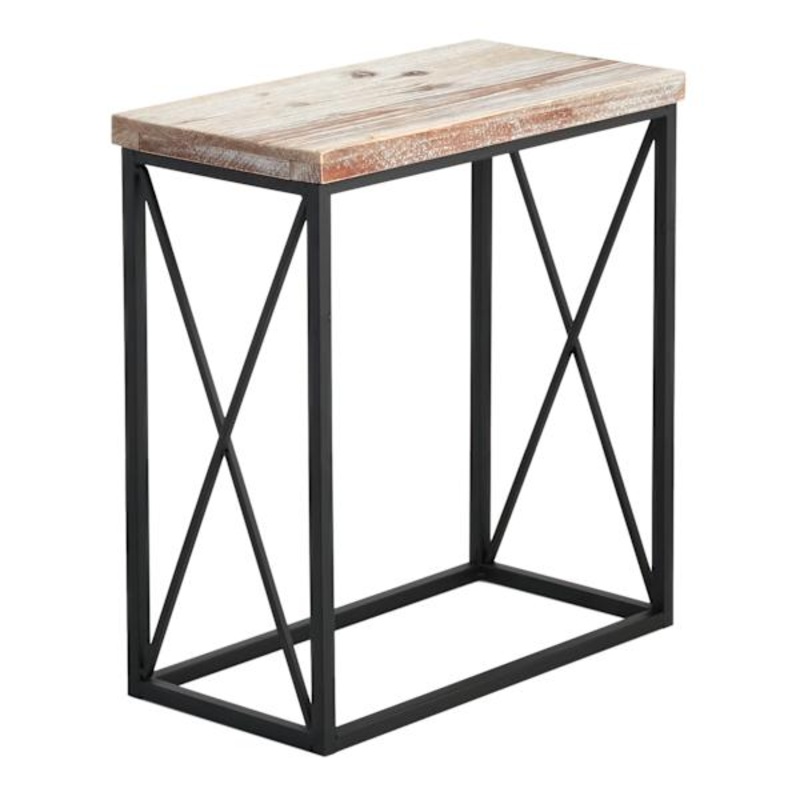 Wooden Top with Black Cross Metal Table, Small