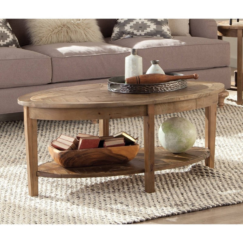 Alaterre Revive Reclaimed Oval Coffee Table, Natural