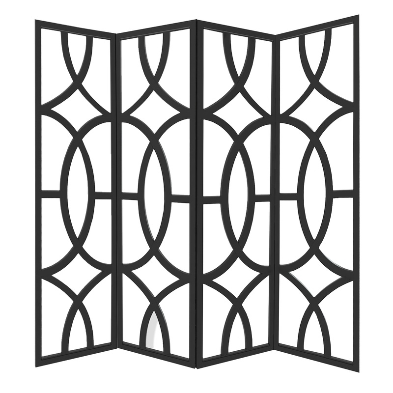 Savoy Black Wood Deco 4 Panel Folding Screen