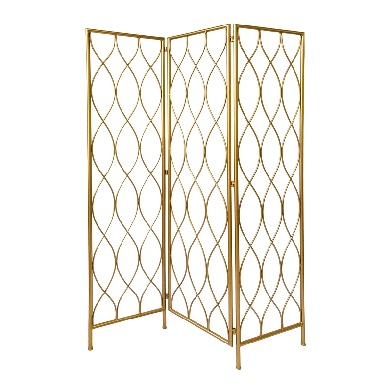Toulouse Gold Metal 3 Panel Folding Screen
