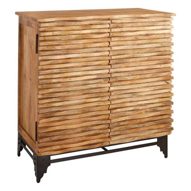 Wave Wooden Cabinet, Natural Mango Wood Finish