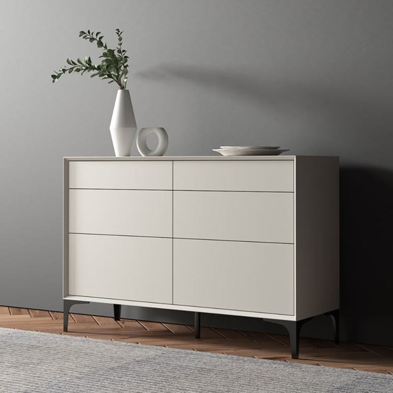 47.2″ Minimalist Off White Dresser Accent 6-Drawer Cabinet