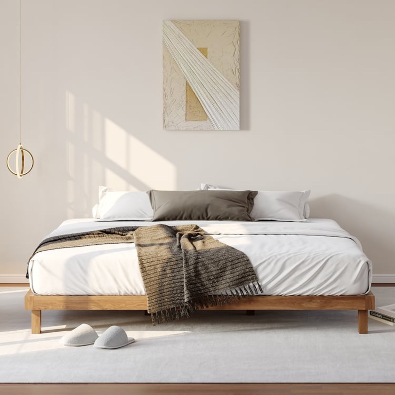 Walnut King Platform Wood Bed Frame