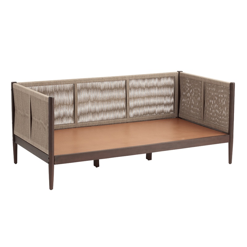 Waylen Heathered Wheat Rope and Pine Wood Daybed Frame