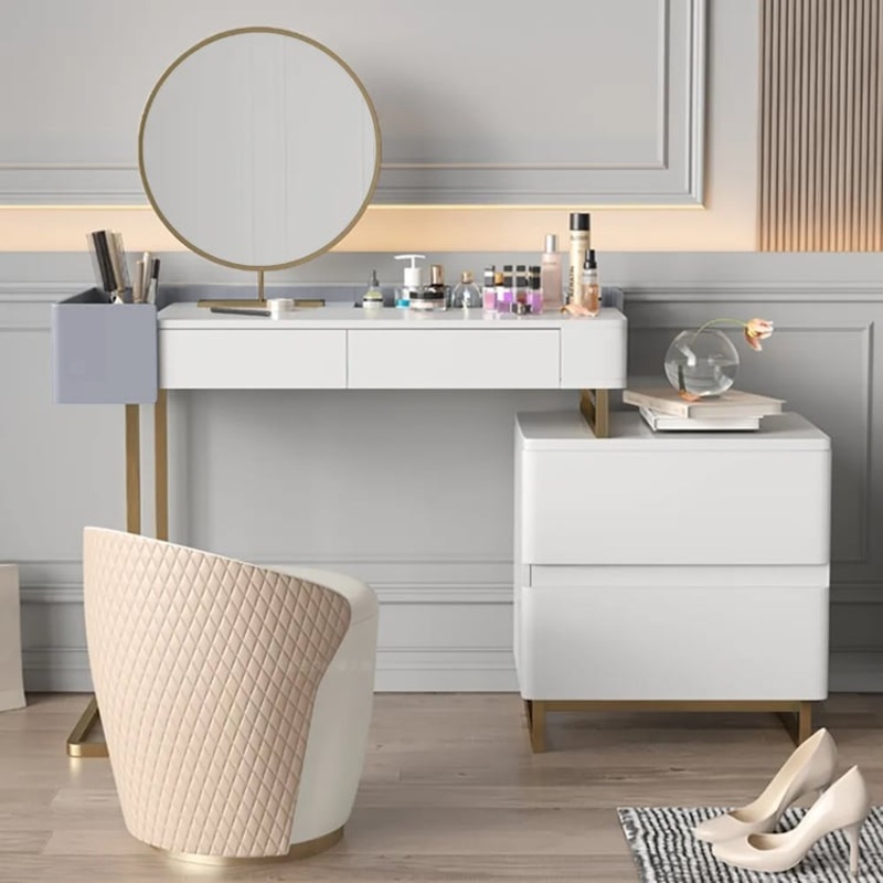 39.4″ Modern White Makeup Vanity with 2 Drawers Mirror Included