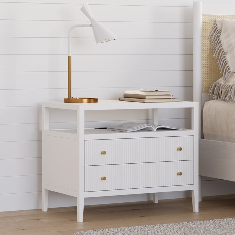 Stria 30″ Fluted 2-Drawer Wide Smart Nightstand