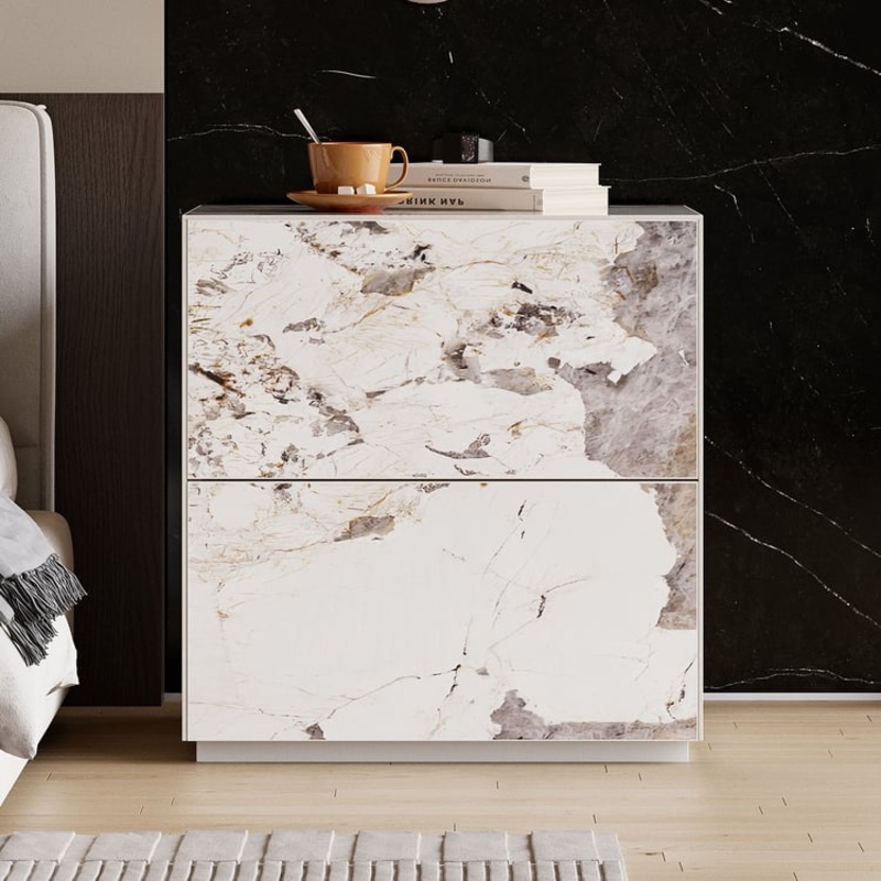 24″ Sintered Stone 2-Drawer Floor Nightstand