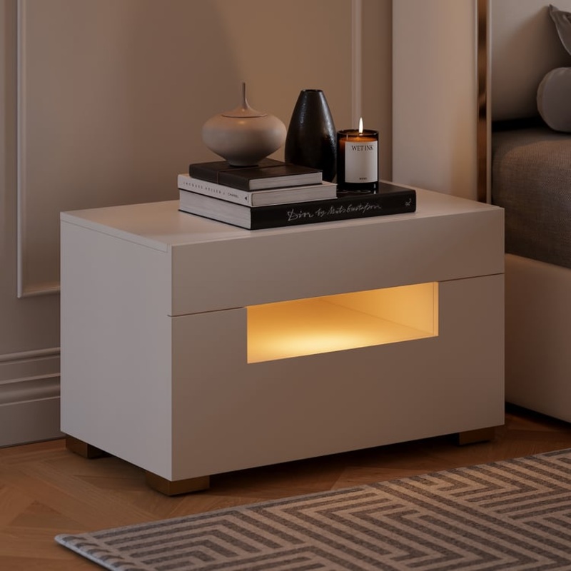 28″ Wide Smart Nightstand with Charging Station & Light
