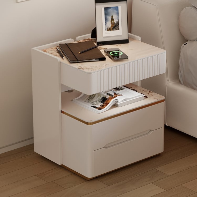 Vailora Smart Nightstand with Wireless Charger Sensor Light Bluetooth Speakers Set of 2