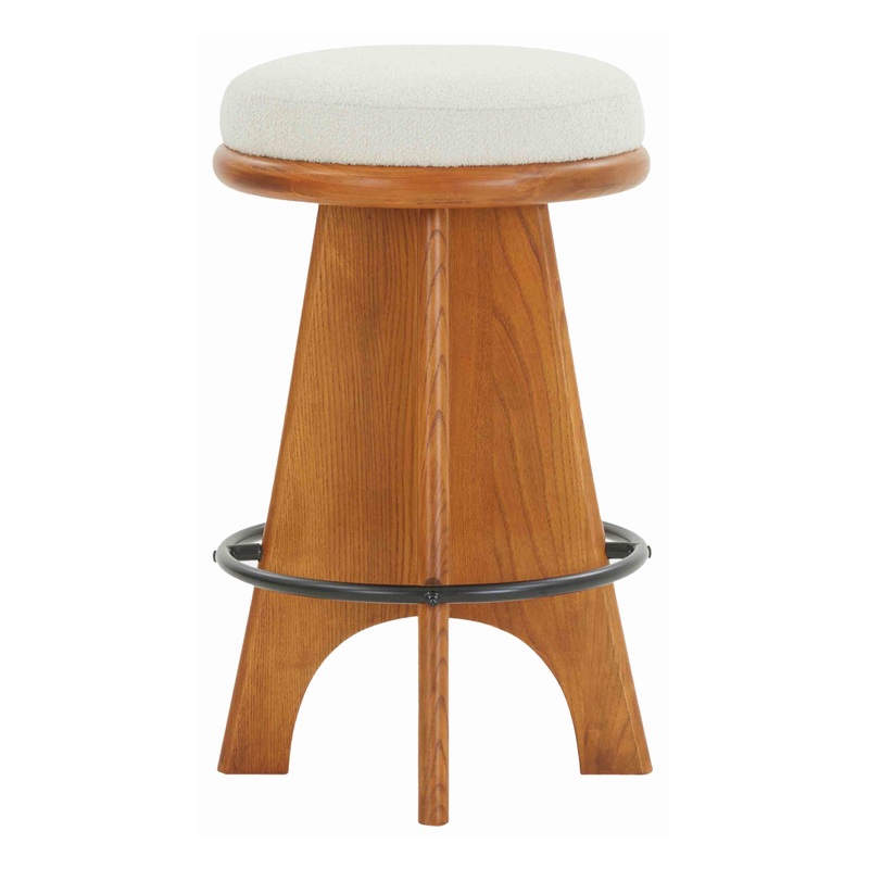Vaughn Wood Backless Upholstered Swivel Barstool