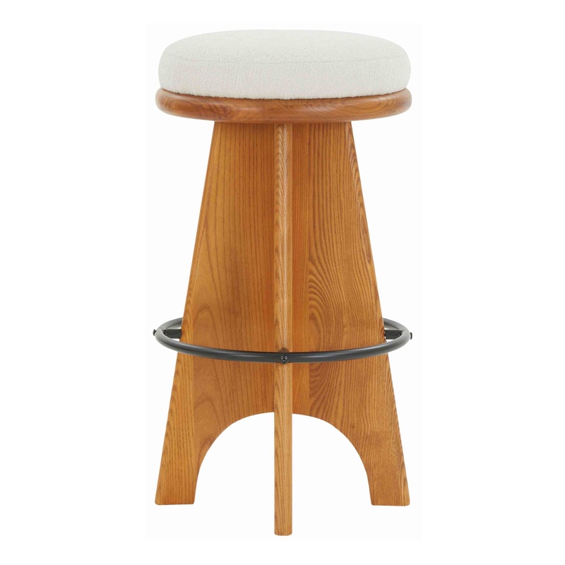 Vaughn Wood Backless Upholstered Swivel Counter Stool