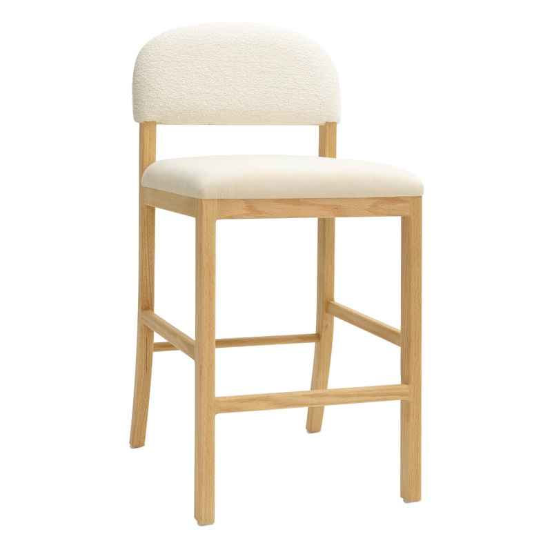 Willowbrook Oak Wood and Cream Upholstered Counter Stool