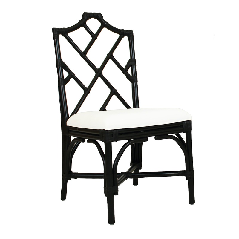 Albi Black Rattan Upholstered Dining Chair 2 Piece Set