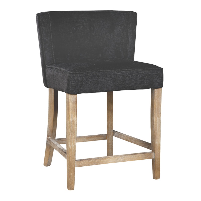 Vida Black Tufted Upholstered Counter Stool