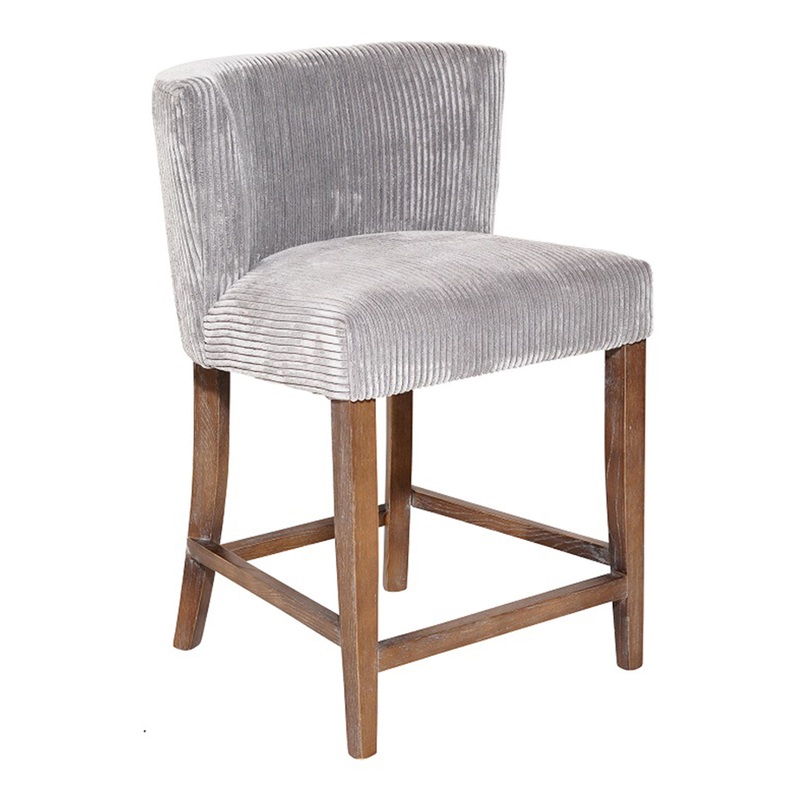 Vida Gray Corduroy Upholstered Counter Stool