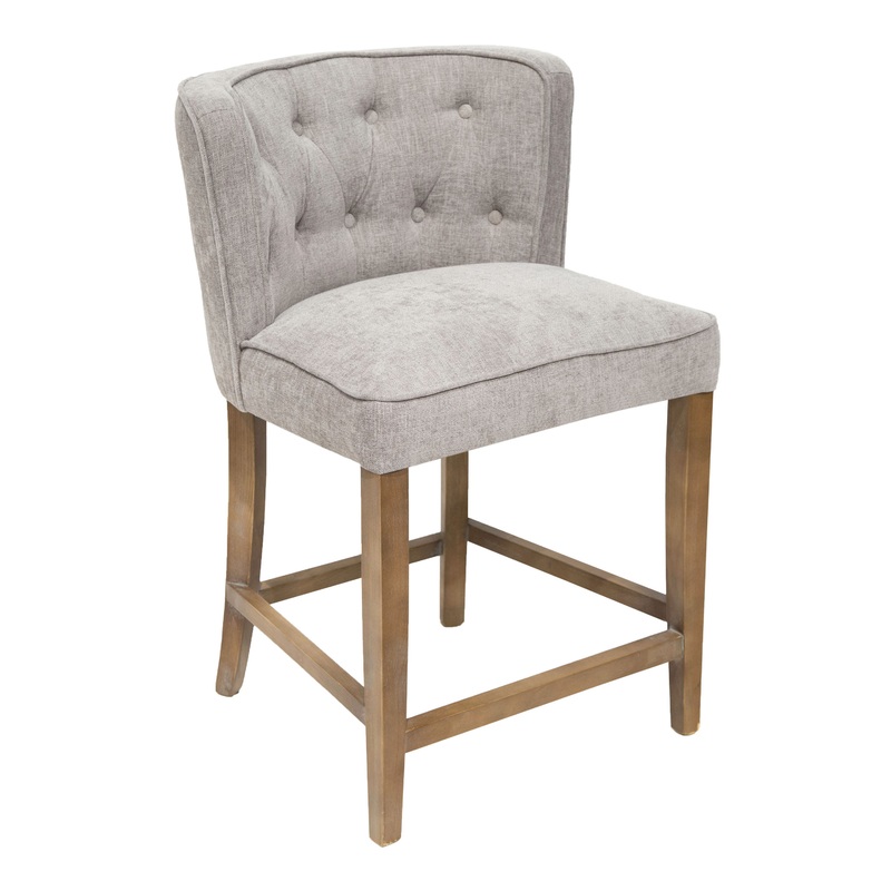Vida Gray Tufted Upholstered Counter Stool