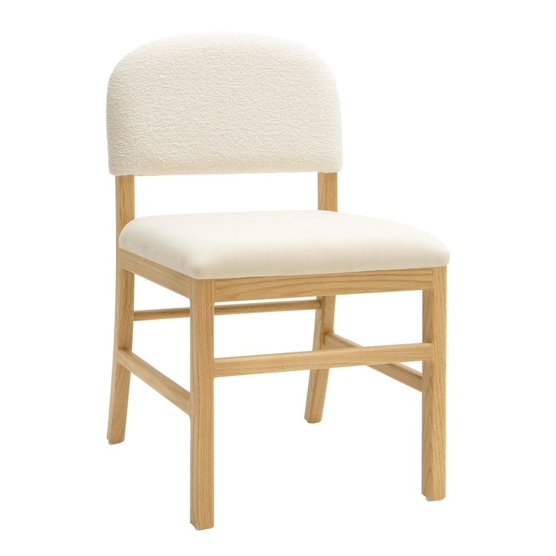 Willowbrook Oak Wood and Cream Upholstered Dining Chair