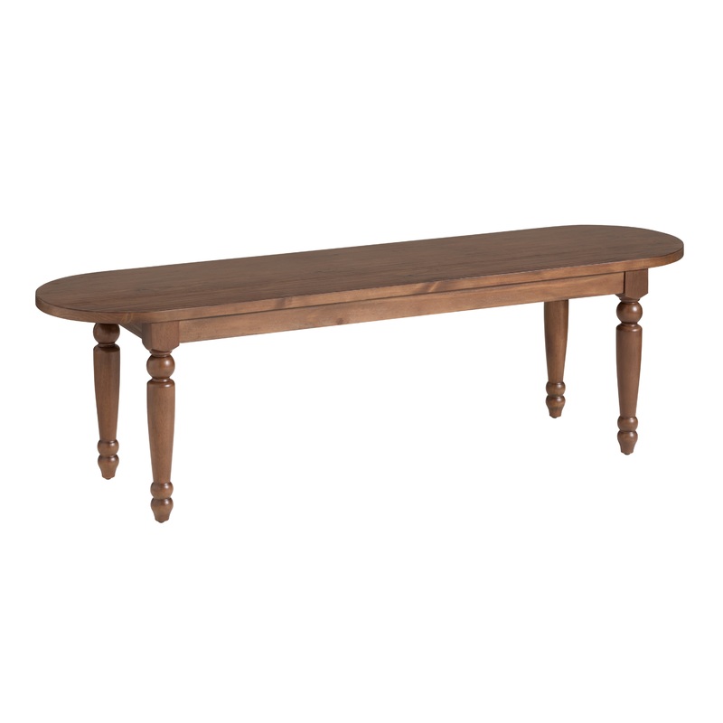 Woodbury Oval Caramel Walnut Farmhouse Dining Bench