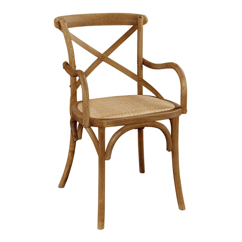 Syena Gray Wood and Rattan Armchair