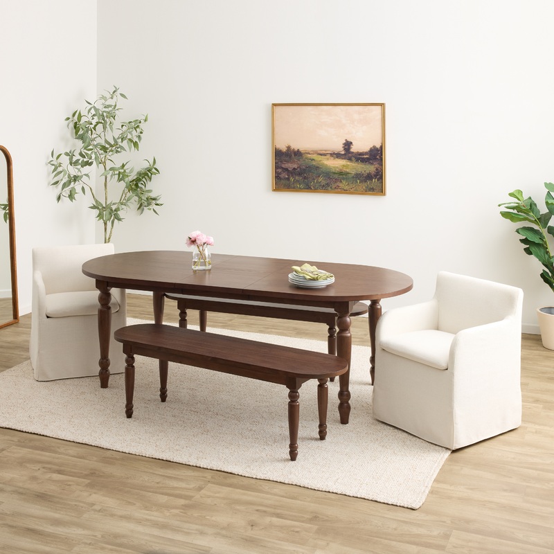 Woodbury 5 Piece Extension Dining Set with Arielle Rolling Chairs