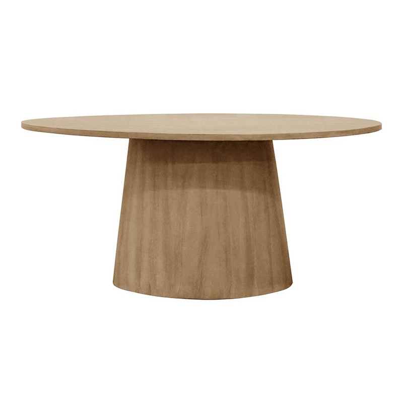 Zach Oval Brushed Wood Pedestal Coffee Dining Table