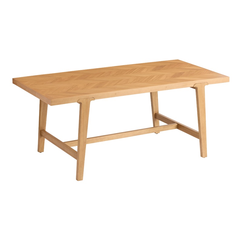 Zane Warm Wheat Wood Herringbone Parquet Dining Table