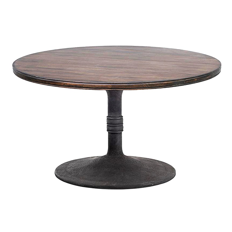 Sienna Round Reclaimed Pine and Iron Dining Table 42 Inch