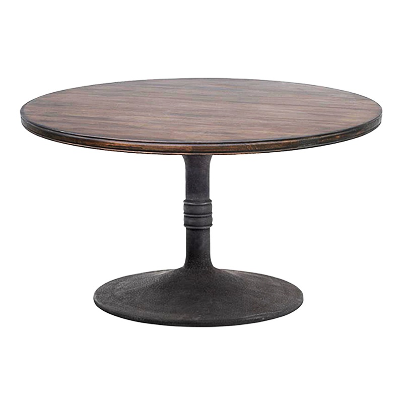Sienna Round Reclaimed Pine and Iron Dining Table 48 Inch