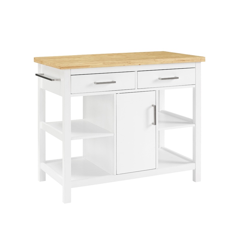 White And Natural Wood Edna Kitchen Island