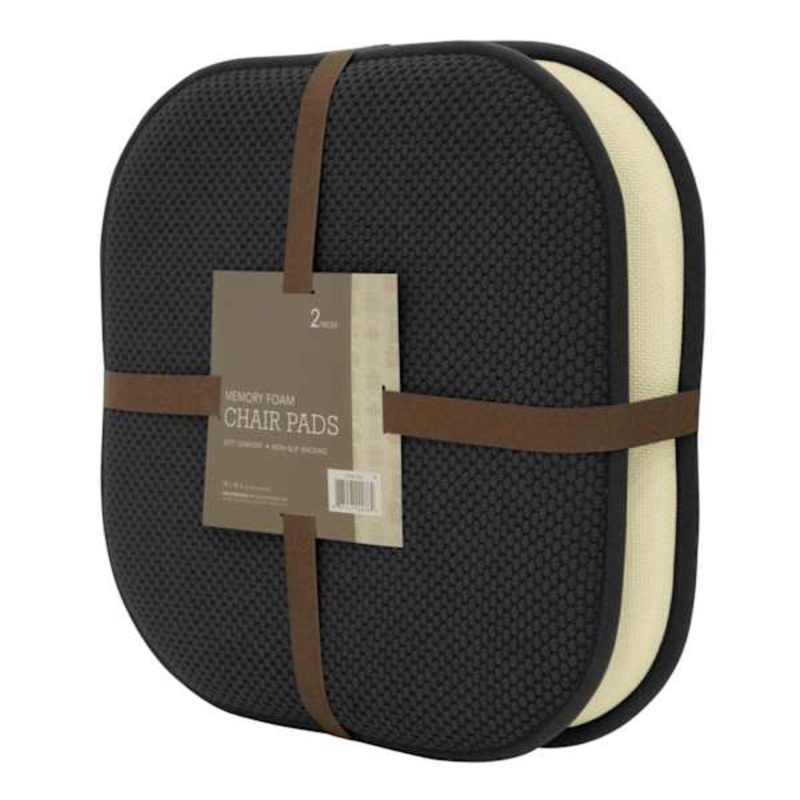 2-Pack Black Memory Foam Dining Chair Pads