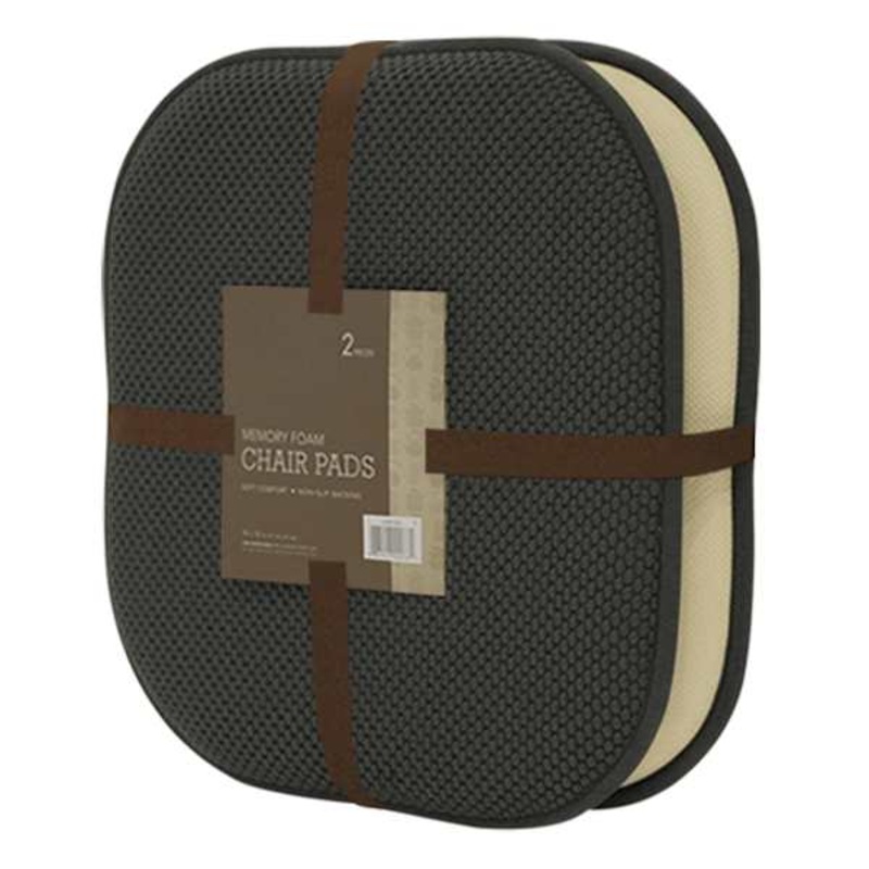 2-Pack Grey Memory Foam Dining Chair Pads