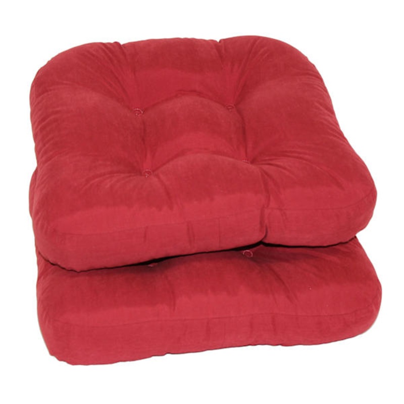 2-Pack Red Micro-Suede Dining Chair Cushions